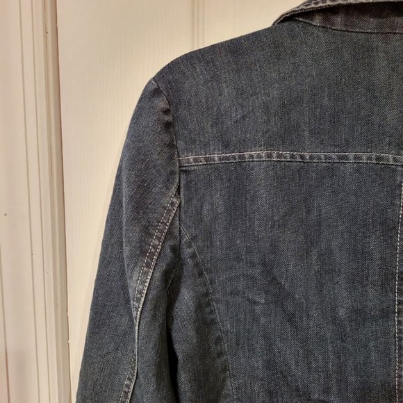 90s ANN TAYLOR Denim Blazer STREET STYLE - Size: 6 - Picture 7 of 9